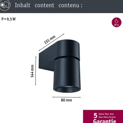 Applique d'extérieur LED Kimu IP44 cylindrique 80mm 3000K 8W 500lm 230V 70 Anthracite Aluminium