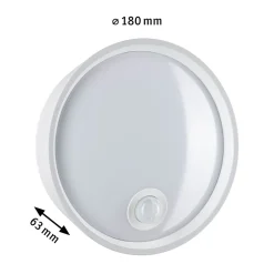 Applique d'extérieur LED Platomo Détecteur de mouvement crépusculaire (IR) résistant à l'eau de mer IP44 rond 180mm 3000K 14,5W 12