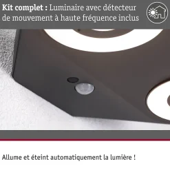 Applique d'extérieur LED Silma Détecteur de mouvement crépusculaire (IR) Double émission lumineuse IP44 carré 280x176mm 3000K 2x5,