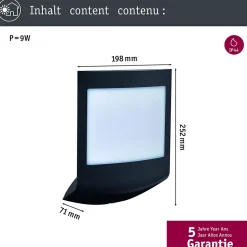 Applique d'extérieur LED Smart Home Zigbee 3.0 Padea Détecteur crépusculaire IP44 198x252mm RGBW+ 8,2W 550lm 230V Anthracite Matiè