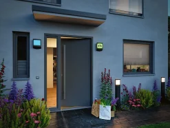 Applique d'extérieur LED Smart Home Zigbee 3.0 Padea Détecteur crépusculaire IP44 198x252mm RGBW+ 8,2W 550lm 230V Anthracite Matiè