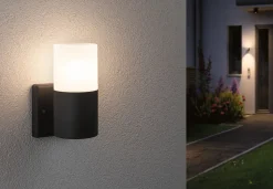 Applique d'extérieur Tubs IP44 rond 105x175mm max. 15W 230V Gris dépoli Métal Matière plastique