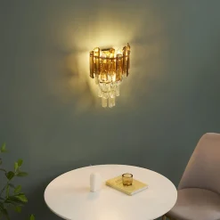 Applique dorée cristal prestige cascade de pampille - Elemia