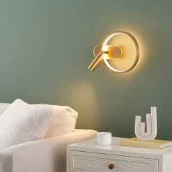 Applique dorée double lumière avec liseuse centrée - Lona