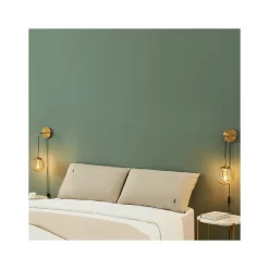 Applique dorée en verre avec câble et interrupteur - Robyn