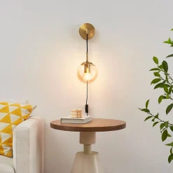 Applique dorée en verre avec câble et interrupteur - Robyn