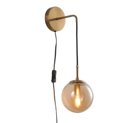 Applique dorée en verre avec câble et interrupteur - Robyn