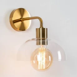 Applique dorée et abat-jour verre - Eloise