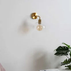 Applique dorée et abat-jour verre - Eloise