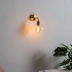 Applique dorée et abat-jour verre - Eloise