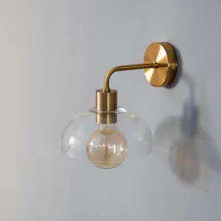 Applique dorée et abat-jour verre - Eloise