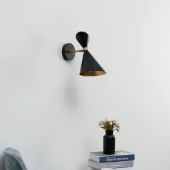 Applique double cône noir et doré - Valdivia