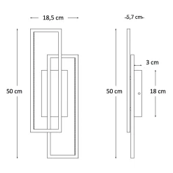 Applique double rectangle laiton 50 cm éclairage indirect - Torello