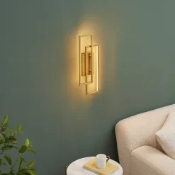 Applique double rectangle laiton 50 cm éclairage indirect - Torello