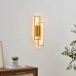 Applique double rectangle laiton 50 cm éclairage indirect - Torello