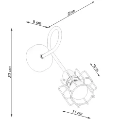Applique en acier 1 ampoule 3000K - 15x28x30cm Sollux