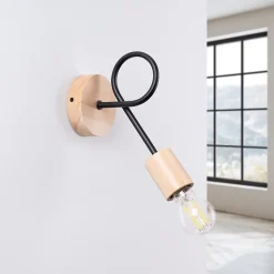 Applique en acier/bois 1 ampoule 4000K - 10x19x24cm Sollux