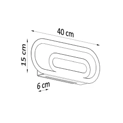 Applique en acier/PVC 2 lampes 40x6x15cm Sollux