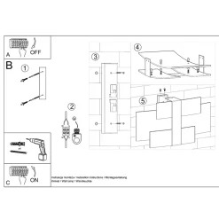 Applique en acier/verre 2 lampes 42x7x23cm Sollux