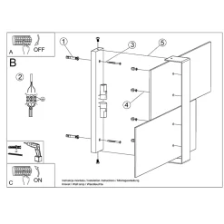 Applique en acier/verre 2 lampes 39x6x28cm Sollux