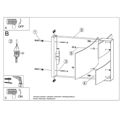 Applique en acier/verre 2 lampes 42x7x23cm Sollux