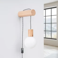 Applique en bois/verre 1 lampes 6x25x67cm Sollux