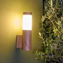 Applique extérieur Hollis métal effet bois marron IP44 E27 25W