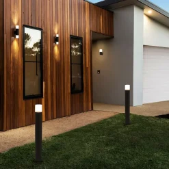 Applique extérieure 'Torcia' hauteur 16,5 cm, en métal et plastique noir, E27