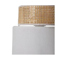 Applique incurvée rotin et tissu blanc Ostaria