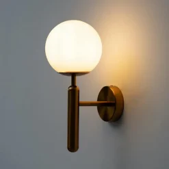 Applique lanterne laiton et verre blanc - Giovanna