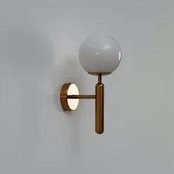 Applique lanterne laiton et verre blanc - Giovanna