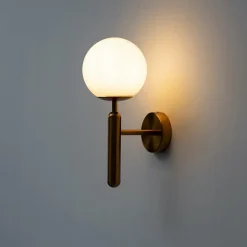 Applique lanterne laiton et verre blanc - Giovanna