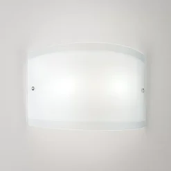 Applique Lecce verre satiné blanc 35x12cm, 1xE27 max 42W, structure métal chromé, IP20, style épuré, ampoule non incluse