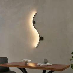 Applique LED design longue vague double support noir - Curva