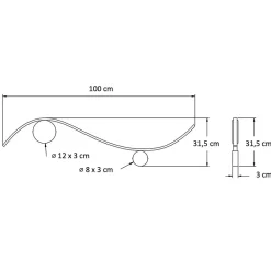 Applique LED design longue vague double support laiton - Curva