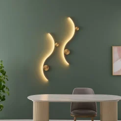 Applique LED design longue vague double support laiton - Curva