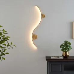 Applique LED design longue vague double support laiton - Curva