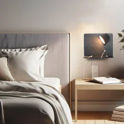 Applique LED en Aluminium Noir Orientable de 6W 2800K avec Interrupteur Base de Charge Grande et Port USB.