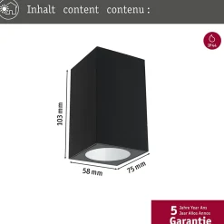 Applique LED Flame IP44 carré 58x103mm 3000K 3,8W 320lm 230V 75 Anthracite Aluminium