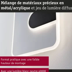 Applique LED 2Form 4000K 1520lm / 0lm 230V 12,5W / 3,6W Blanc Noir