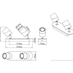 Applique Led GU10 support et douille bois métal noir -Trio - Aruni II