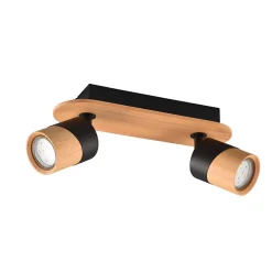 Applique Led GU10 support et douille bois métal noir -Trio - Aruni II