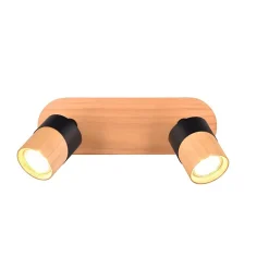 Applique Led GU10 support et douille bois métal noir -Trio - Aruni II