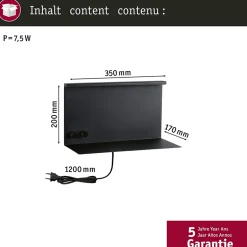 Applique LED Jarina USB C 3000K 400lm / 160lm 230V 4,5W / 1,6W gradable Noir mat