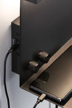 Applique LED Jarina USB C 3000K 400lm / 160lm 230V 4,5W / 1,6W gradable Noir mat