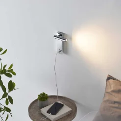 Applique LED liseuse chromée port USB et variateur intégrée - Tofino