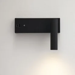 Applique LED liseuse noire avec port USB dimmable - Tofino