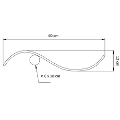Applique LED longue vague noire et support laiton - Curva