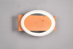 Applique Led murale ou plafond 16W blanc mat bois naturel - Trio - Barca