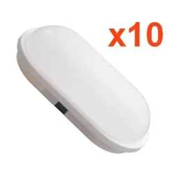 Applique LED Murale 20W Blanche Ovale IP65 (Pack de 10) - Blanc Neutre 4000K - 5500K - SILAMP
